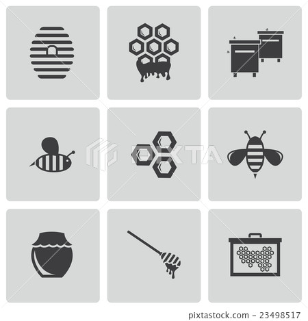 Vector black honey icons set Vector black honey icons set 23498517
