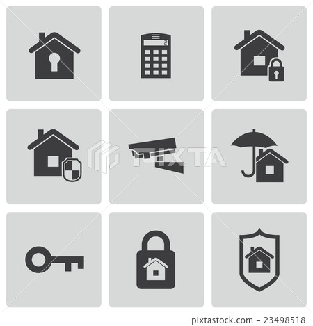 Vector black home security icons set Vector black home security icons set 23498518