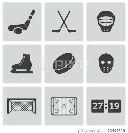 Vector black hockey icons set Vector black hockey icons set 23498519