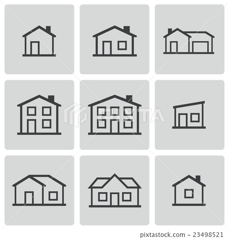 Vector black houses icons set Vector black houses icons set 23498521