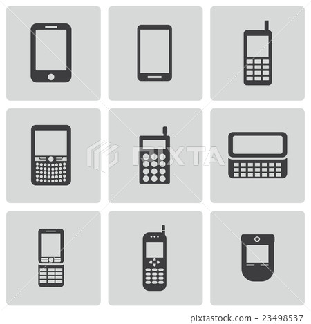 Vector black mobile phone icons set 23498537