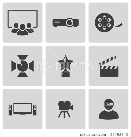 Vector black movie icons set Vector black movie icons set 23498540