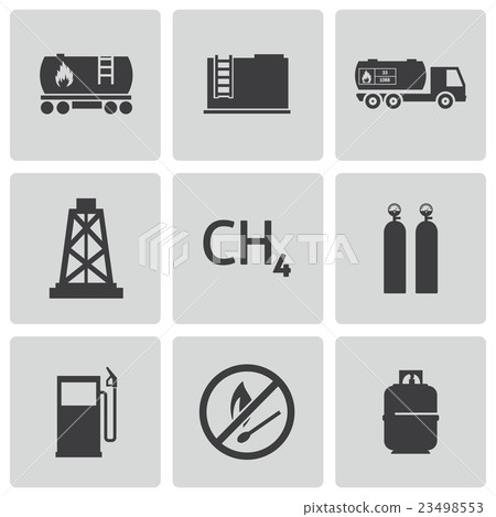 Vector black natural gas icons set Vector black natural gas icons set 23498553