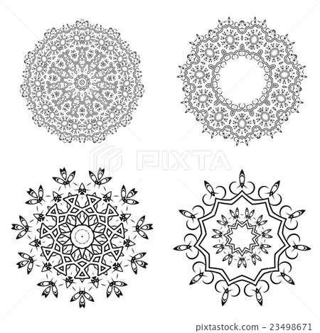 Round Geometric Ornaments Set on White Background 23498671