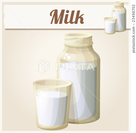 Milk in the glass and bottle. Detailed Vector Icon 23498702