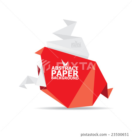 vector origami paper red banner. vector origami paper red banner. 23500651