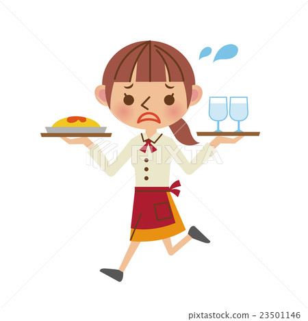 Waitress running with food and drink Waitress running with food and drink 23501146