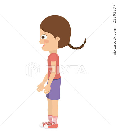 girl standing looking aside isolated icon design 23503377