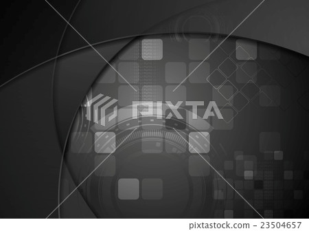 Black tech wavy abstract background - Stock Illustration [23504657] - PIXTA