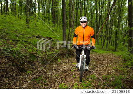 Cyclist Riding the Bike on a Trail in Summer 23506818