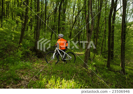 Cyclist Riding the Bike on a Trail in Summer 23506946