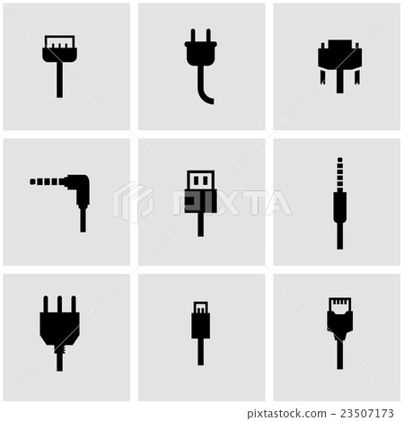 Vector black plug icon set 23507173