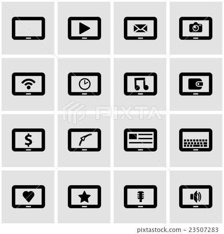 Vector black tablet icon set 23507283