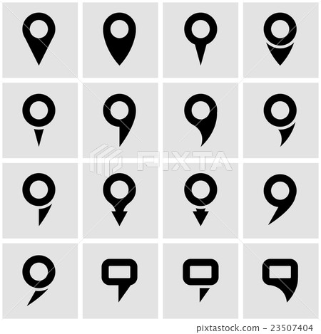 Vector black map pointer icon set - Stock Illustration [23507404] - PIXTA
