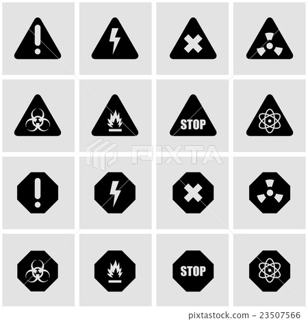 Vector black danger icon set Vector black danger icon set 23507566