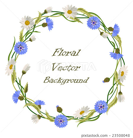 Wreath frame with wild flowers Wreath frame with wild flowers 23508048