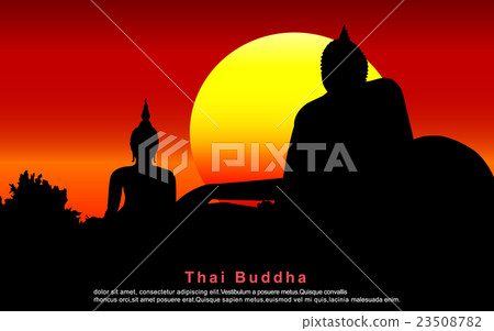 Silhouette of a Thai Buddha. Silhouette of a Thai Buddha. 23508782