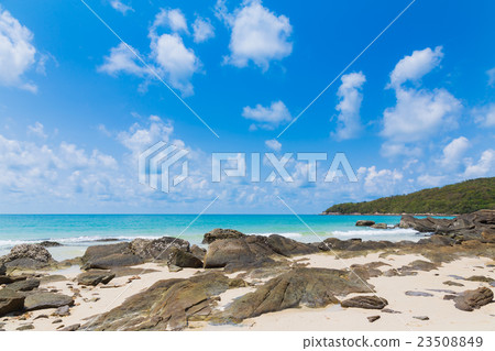 Rock and sand on the beach  23508849