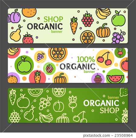 Eco Shop Banner Horizontal Set. Vector Eco Shop Banner Horizontal Set. Vector 23508964