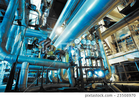Industrial zone, Steel pipelines, valves ladders Industrial zone, Steel pipelines, valves ladders 23508970