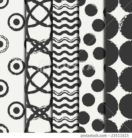 Set of hand drawn seamless pattern with black Set of hand drawn seamless pattern with black 23511815