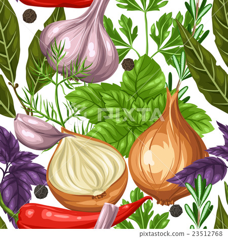 Seamless pattern with various herbs and spices 23512768