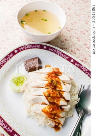 Hainanese chicken rice. Hainanese chicken rice. 23512865