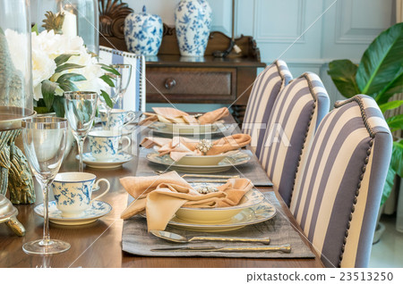luxury table set in classic style dining room luxury table set in classic style dining room 23513250