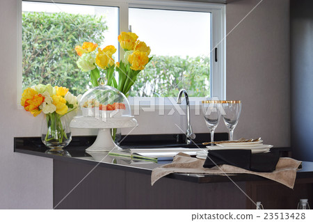 pantry with sink and utensil on granite countertop pantry with sink and utensil on granite countertop 23513428