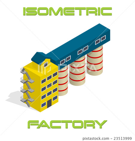 Vector isometric modern factory building icon - Stock Illustration ...