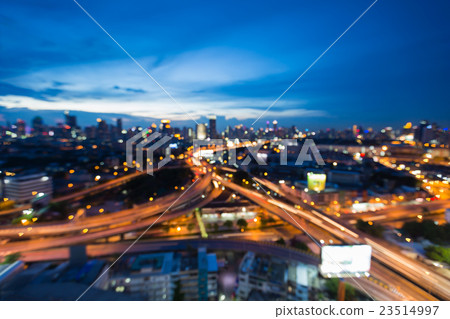 Blurred bokeh lights city interchanged  23514997