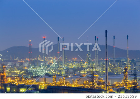 Aerial view, Oil refinery lights at twilight 23515559