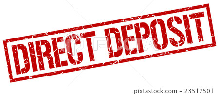 direct deposit red grunge square rubber stamp 23517501