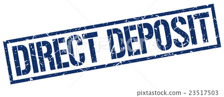 direct deposit blue grunge square rubber stamp 23517503