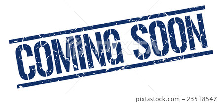 coming soon blue grunge square rubber stamp 23518547