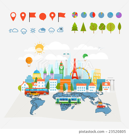 Earth maps map and different buildings 23520805