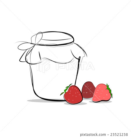 图库插图: strawberry jam colored sketch vector icon isolated