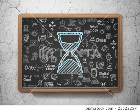Time concept: Hourglass on School board background 23522257