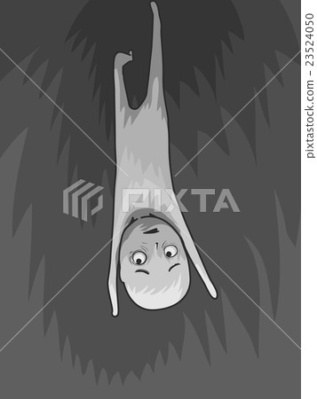 man hanging upside down cartoon