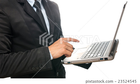 Businessman using the laptop computer on white background, include clipping path Businessman using the laptop computer on white background, include clipping path 23524545