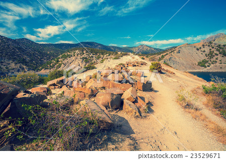Mountain landscape in summer, dirt road 23529671