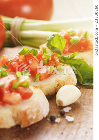 homemade bruschetta with tomatoes 23530860