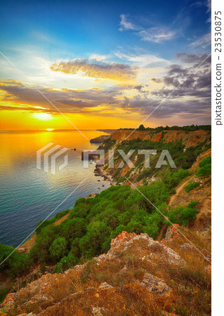 Dramatic sunset at cape fiolent. Crimea Dramatic sunset at cape fiolent. Crimea 23530875