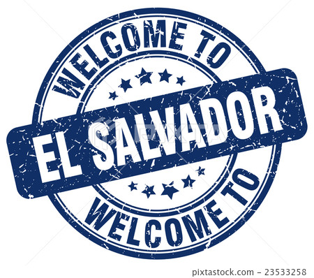 welcome to El Salvador blue round vintage stamp welcome to El Salvador blue round vintage stamp 23533258