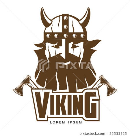 Viking head with a beard and axes Viking head with a beard and axes 23533525