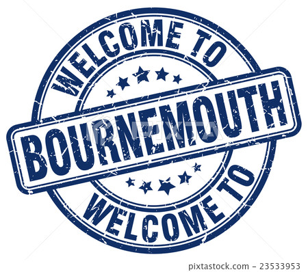welcome to Bournemouth blue round vintage stamp 23533953