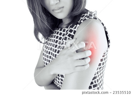 Women scratch the itch with hand ,arm, itching, isolate on white Women scratch the itch with hand ,arm, itching, isolate on white 23535510