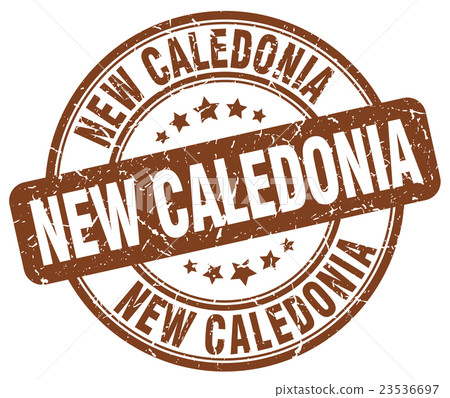 New Caledonia brown grunge round rubber stamp 23536697