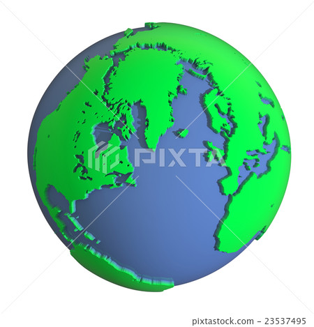 3D綠色土地和藍色海洋三維地球的翻譯圖像 3D綠色土地和藍色海洋三維地球的翻譯圖像 23537495