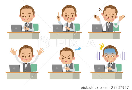 使用筆記本電腦的服務員姿勢（6種） 23537967